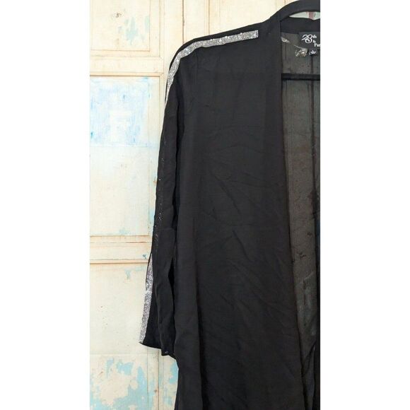 28th & Park Womens Size Large Black Embellished Sheer Open Cardigan Evening Top - Picture 5 of 10